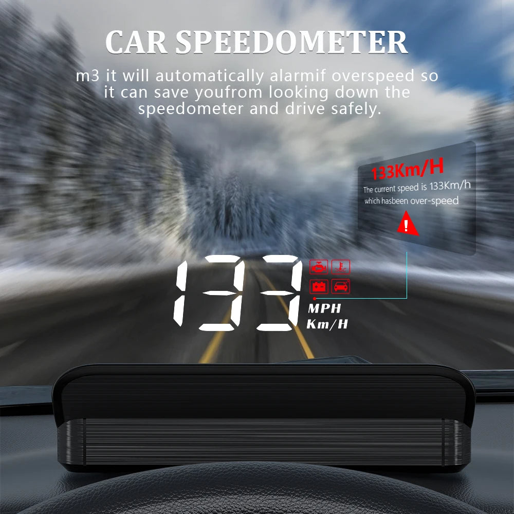 OBD2 HUD Car Head-Up Display | Digital Speedometer & Windshield Projector for Auto Accessories M3 (SP19) - Delicate Leather