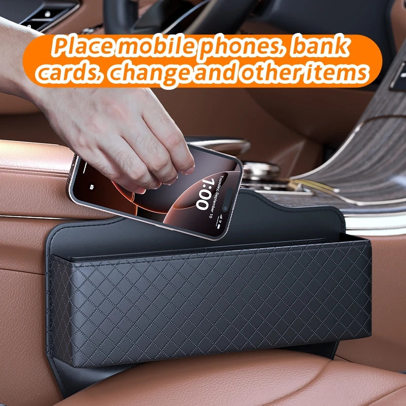 PU Leather Car Seat Gap Organizer – Universal Crevice Storage Box for Small Items - Delicate Leather