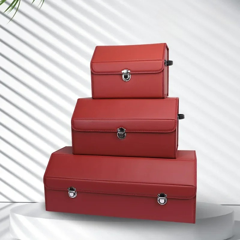 65L Car Organizer for Trunk Box - Storage & Cleaning Car Accessories - Visible Interior Vehicle Supplies - Delicate Leather