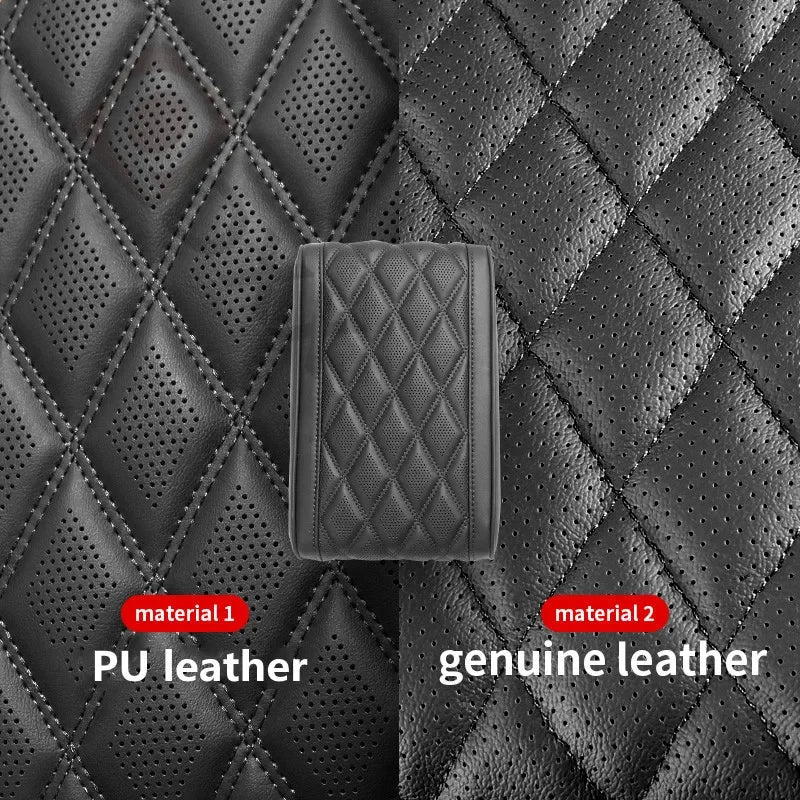 Universal Car Armrest Pad – Premium Leather Center Console Cushion with Memory Foam, Easy Installation - Delicate Leather