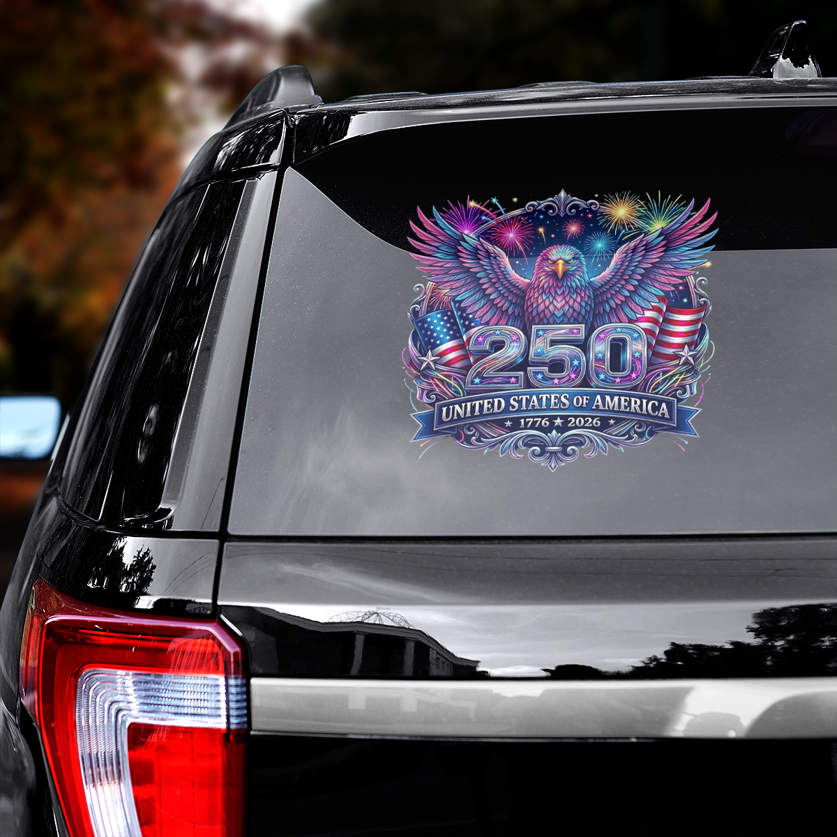 250 Years Anniversary Eagle & Fireworks Decal – Patriotic Vinyl Sticker 02 - Delicate Leather