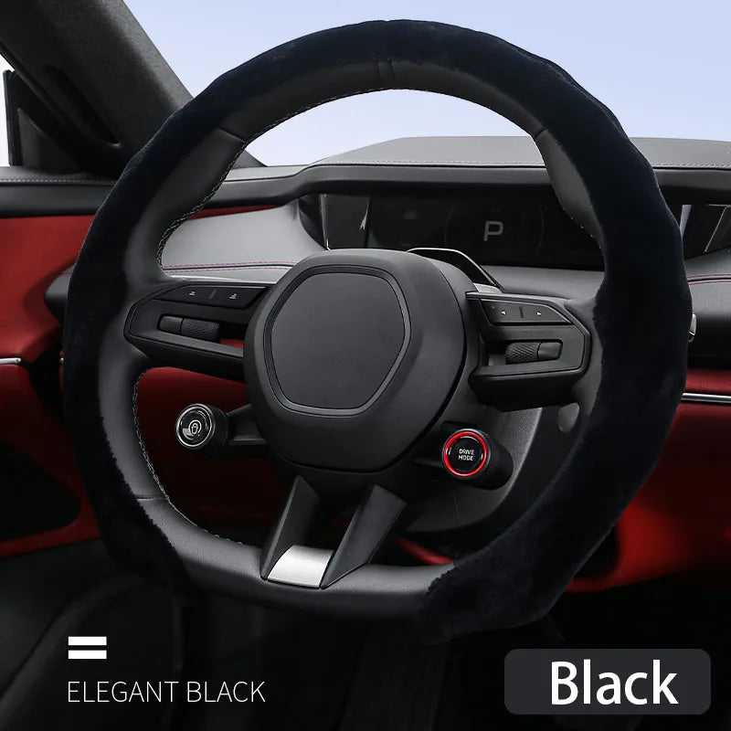 5D Short Plush Steering Wheel Cover – Breathable Ultra-Thin Anti-Slip Universal Fit - Delicate Leather
