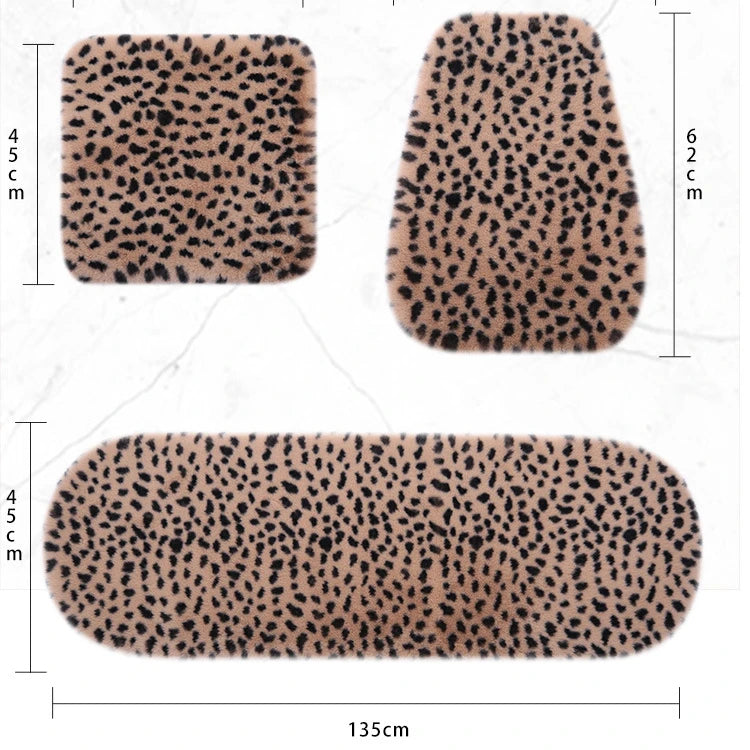 Leopard Fluffy Seat Cushion Cover – Soft Plush Car Seat Protector, Universal Fit Interior Decor for Women - Delicate Leather
