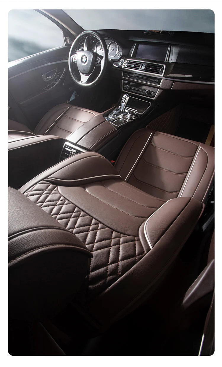 Full Set Leather Car Seat Covers – Waterproof, Universal Fit, Front & Rear Auto Seat Protection for Most Vehicles - Delicate Leather