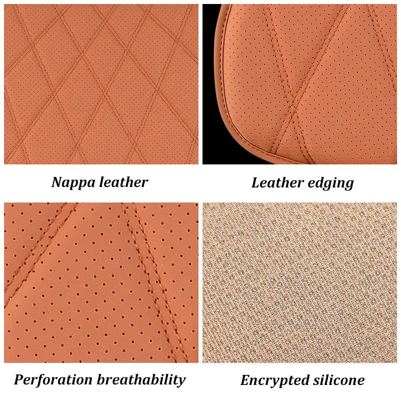 Four-Season Car Seat Cushion – Nappa Leather, Anti-Slip Protective Pad, Universal Fit - Delicate Leather