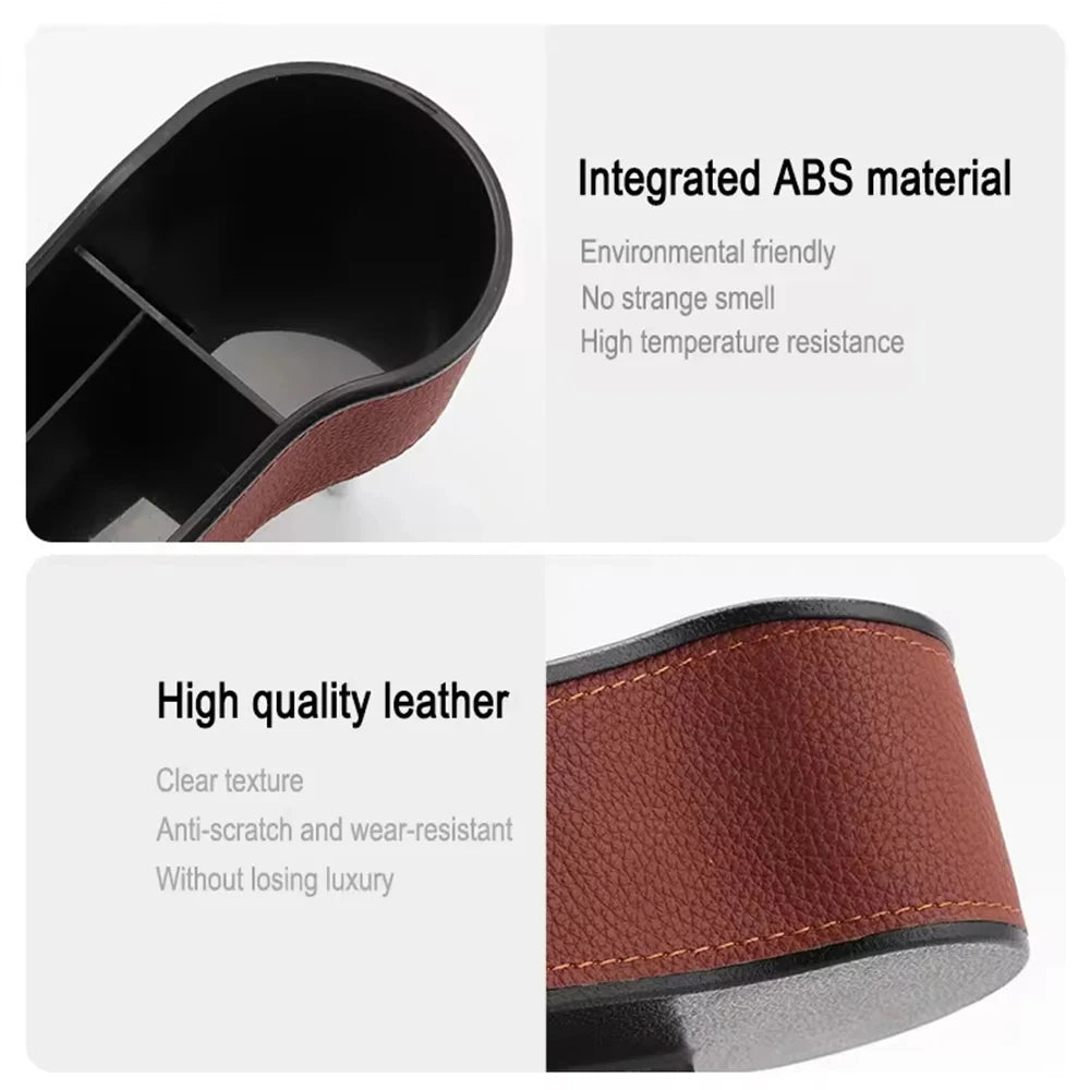 Car Seat Gap Storage Organizer – Seat Crevice Filler Pocket for Phone, Wallet & Small Items - Delicate Leather