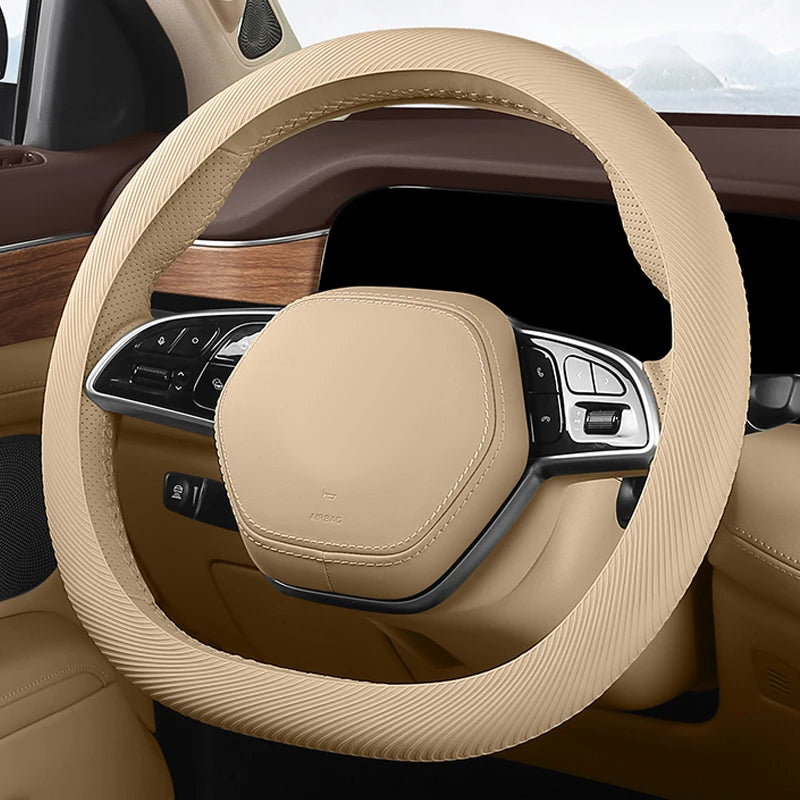 15 Inch Car Steering Wheel Protective Cover – Non-Slip Silicone Wheel Cover for 37–38cm Steering Wheels - Delicate Leather
