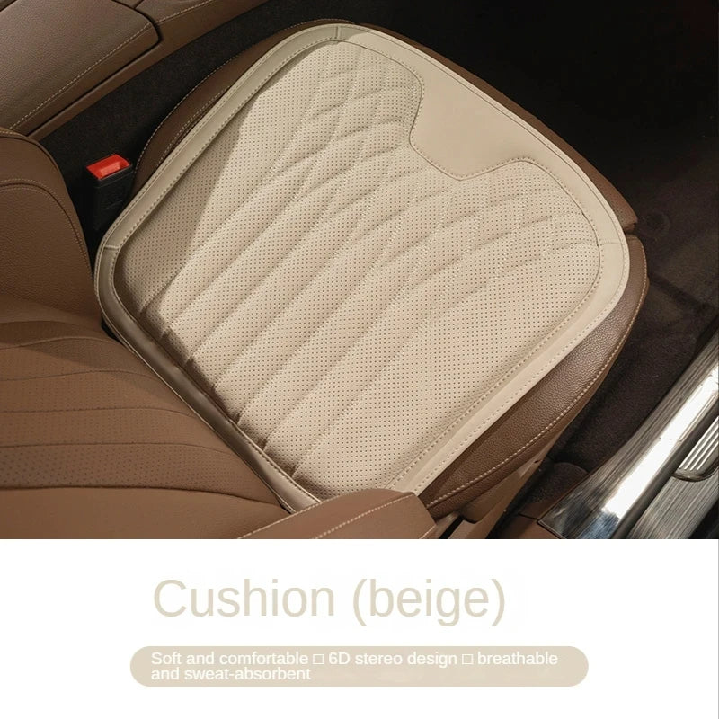 Delicate Leather Universal Car Seat Cushion with Lumbar Support – Ergonomic Leather Driver’s Seat Pad with Integrated Back Support - Delicate Leather