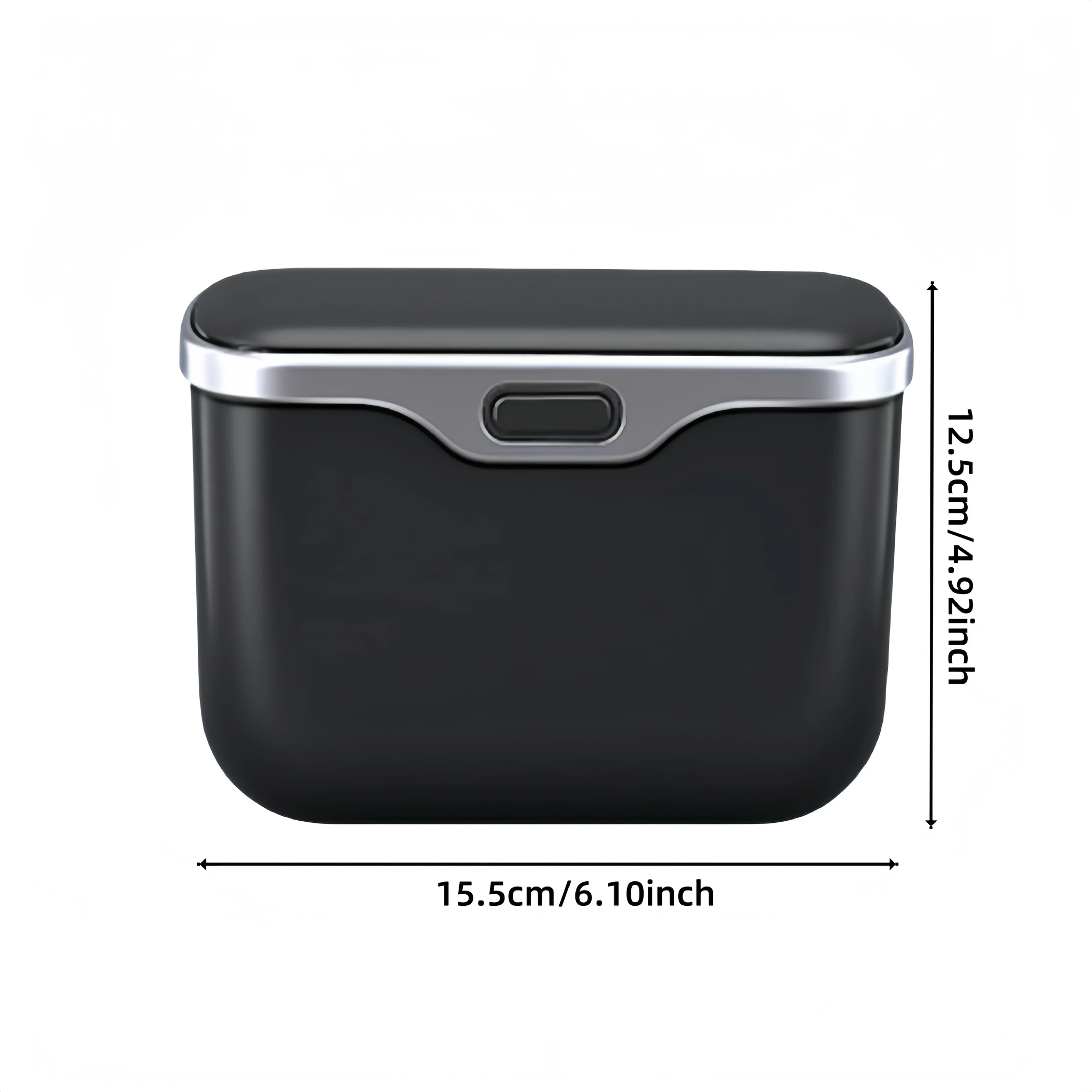 Car Trash Can with Lid and Mobile Phone Holder – 5L Rear Seat Hanging Storage Bin, Pressing-Type Square Waste Container - Delicate Leather