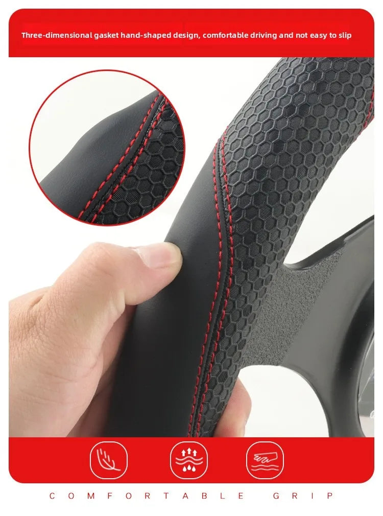 Nappa Leather Steering Wheel Cover – Anti-Slip Universal O/D Type Interior Accessory - Delicate Leather