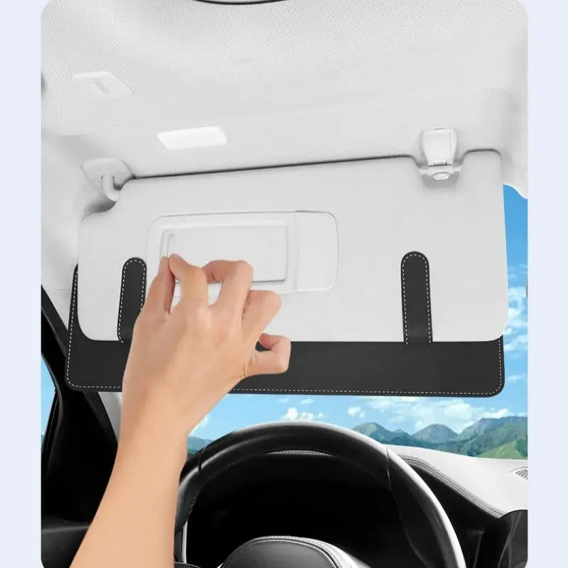 Car Sun Visor Extender – Adjustable Sunshade Extension Board for Front and Side Window Coverage - Delicate Leather