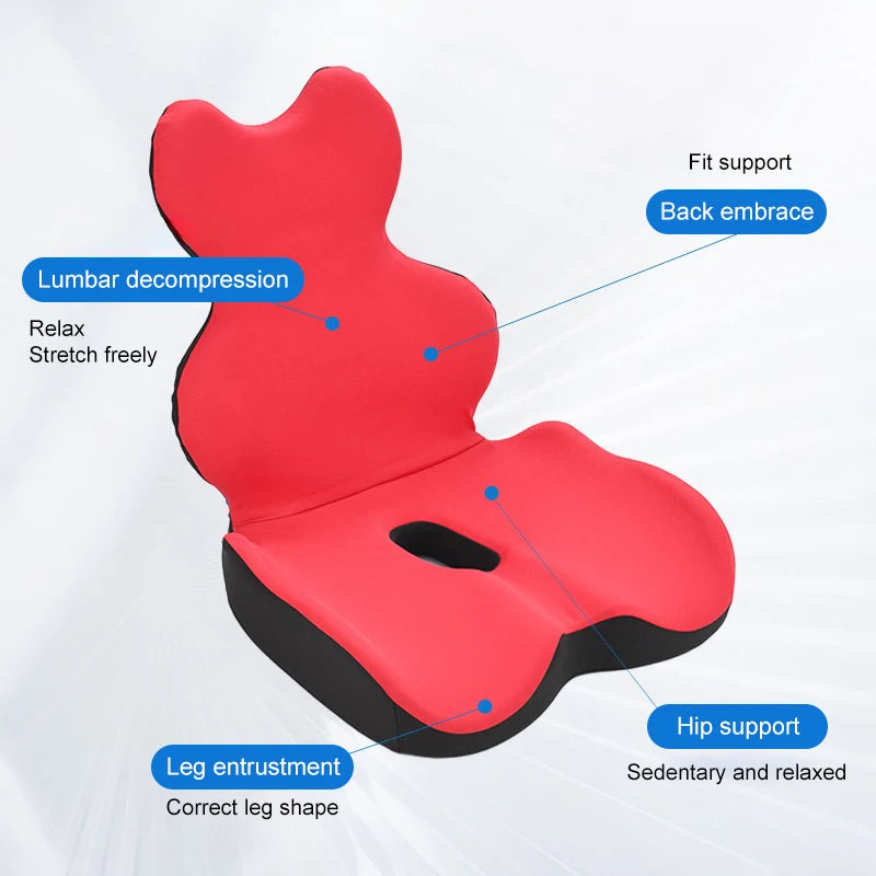 L-Shape Car Seat Lumbar Support Cushion – Ergonomic Memory Foam Backrest Pad, Universal Chair Support for Car and Office - Delicate Leather