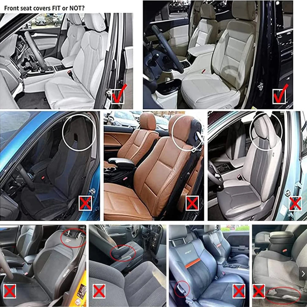 Waterproof PU Leather Car Seat Covers – Five Seats, High Back Front and Rear Split Bench in White & Coffee 11 - Delicate Leather