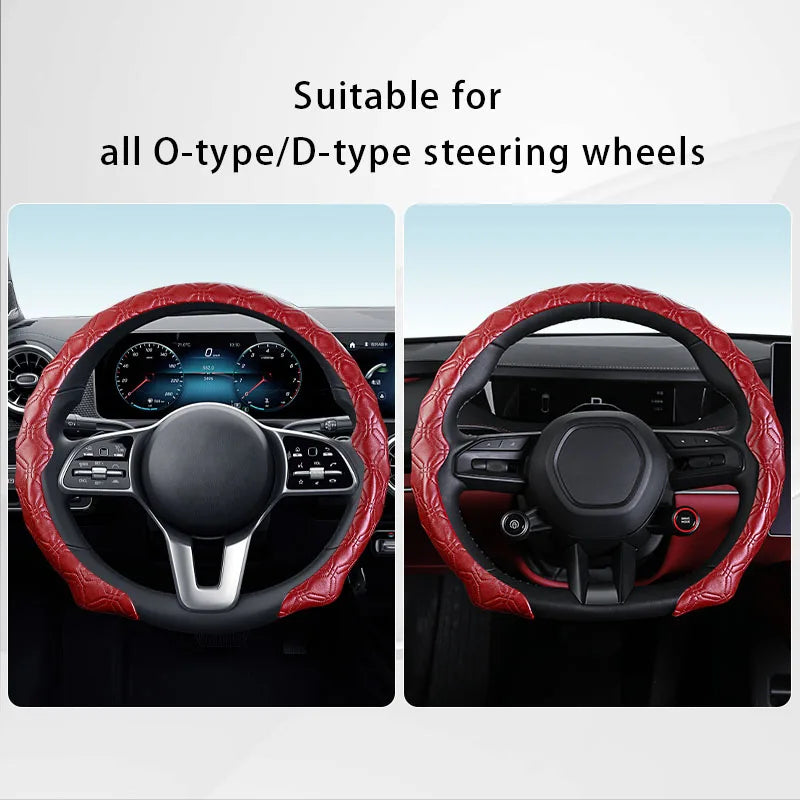 5D Diamond Steering Wheel Cover – Breathable Ultra-Thin Anti-Slip Universal Fit - Delicate Leather