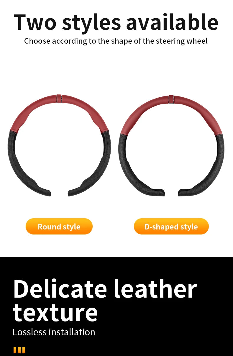 Breathable Steering Wheel Cover – Anti-Slip Universal Car Interior Accessory - Delicate Leather