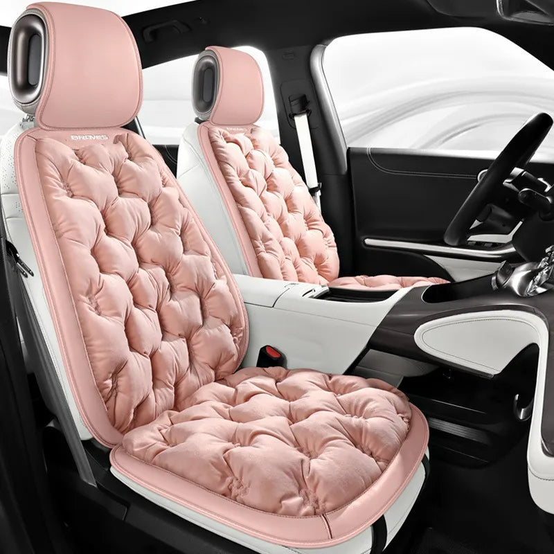 Premium Down Winter Car Seat Cushion – Thick Warm Padding, Universal Fit for Cars, SUVs, and Trucks - Delicate Leather