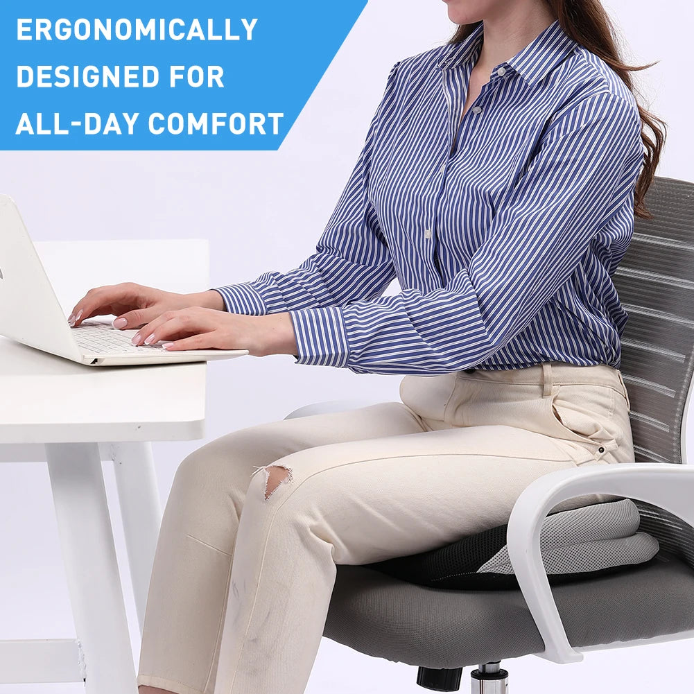 Ergonomic Memory Foam Seat Cushion – Contoured Chair Pad for Office & Car - Delicate Leather