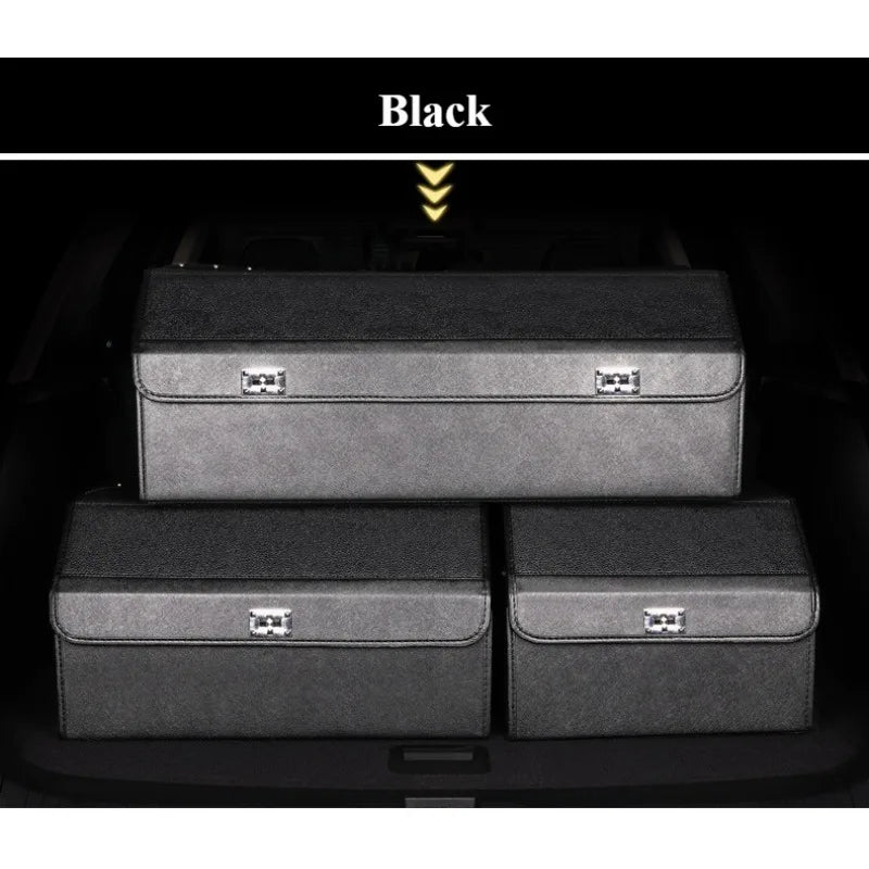 Foldable Car Trunk Storage Box – Large Capacity Leather Organizer for Auto Accessories, Waterproof and Easy to Store - Delicate Leather