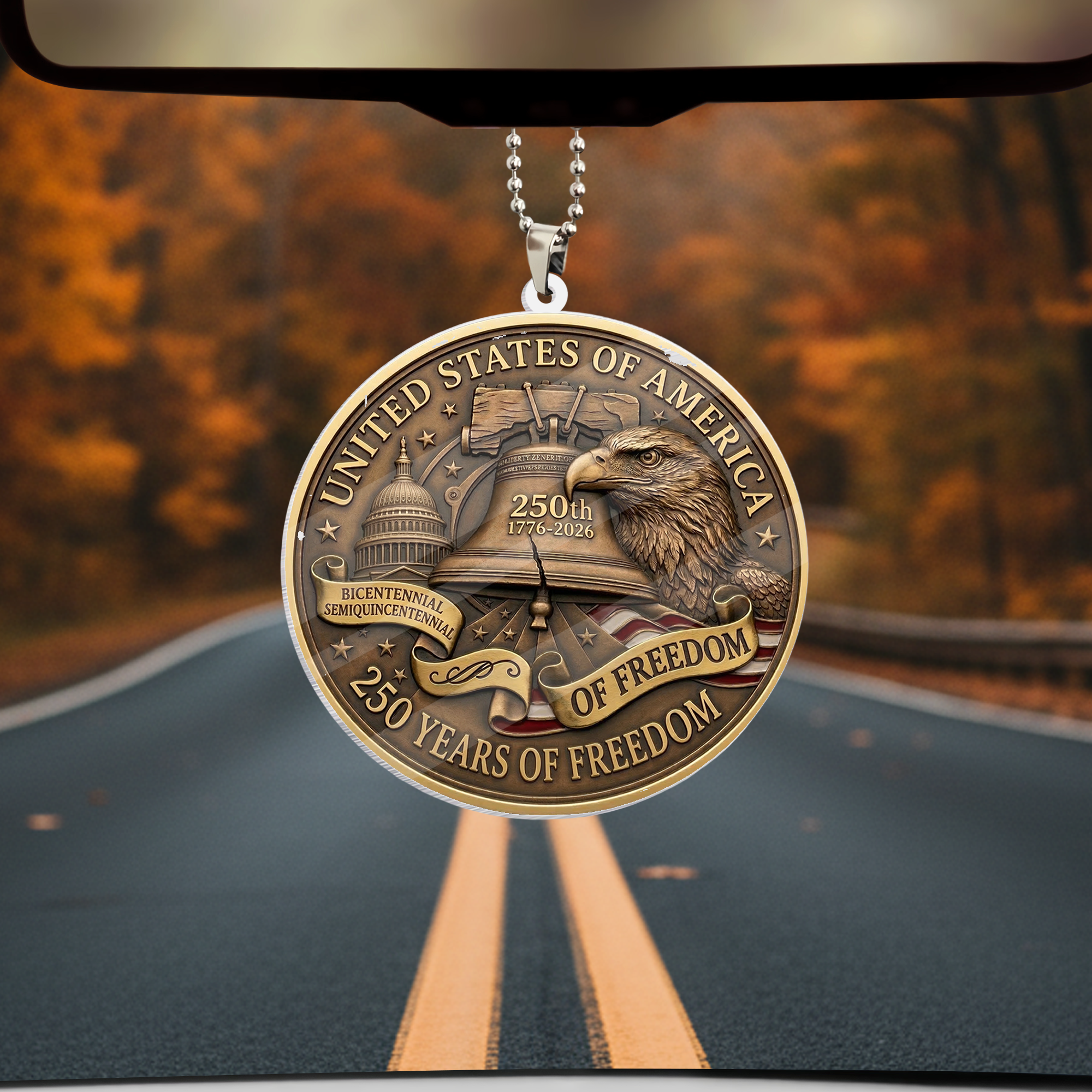USA 250th Anniversary Rear View Mirror Accessory – Commemorative Hanging Ornament 10 - Delicate Leather