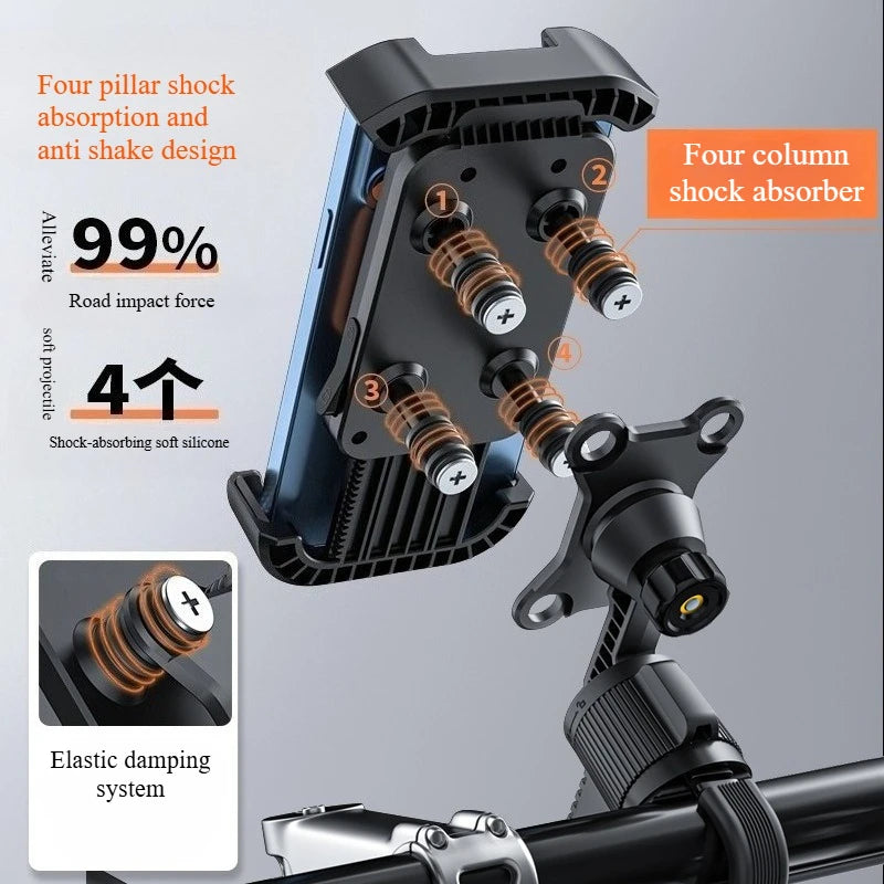 Shock-Resistant Motorcycle Phone Holder – Stable Navigation Mount for Bikes & Electric Scooters - Delicate Leather