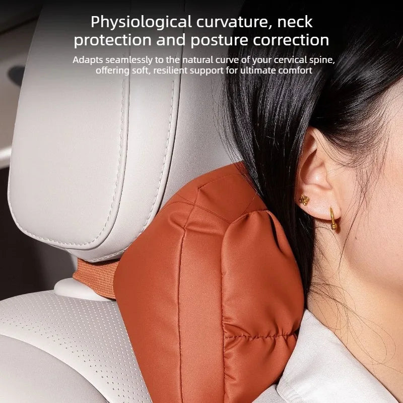 Car Neck Pillow and Lumbar Support Set – Soft Leather Seat Headrest and Back Cushion, Universal Fit - Delicate Leather