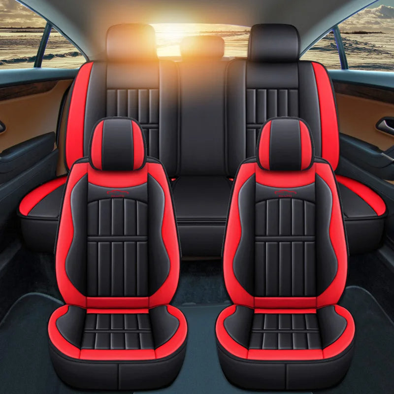 Deluxe PU Leather Car Seat Covers for 5 Seats – 11PCS Full Set with Front & Rear Protection for SUV & Truck 04 - Delicate Leather