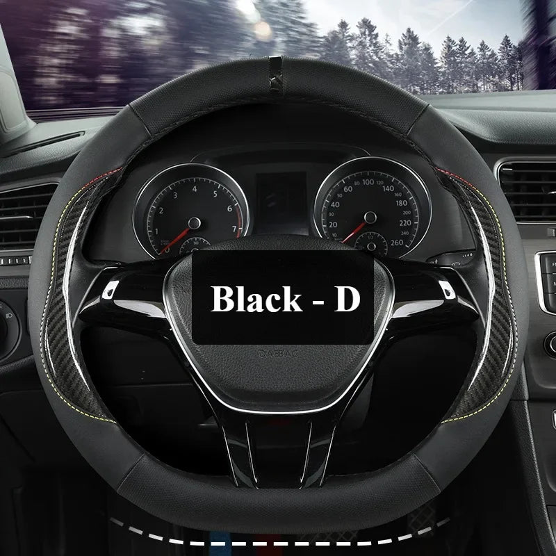 Microfiber Leather Steering Wheel Cover – Anti-Slip Universal O/D Shape Interior Accessory - Delicate Leather