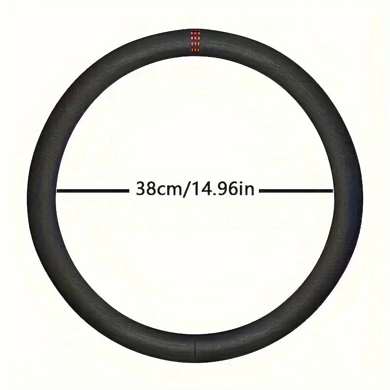 Suede Steering Wheel Cover – Ultra-Thin Non-Slip Grip, Sweat-Absorbent, Universal Fit for 38 cm Wheels - Delicate Leather