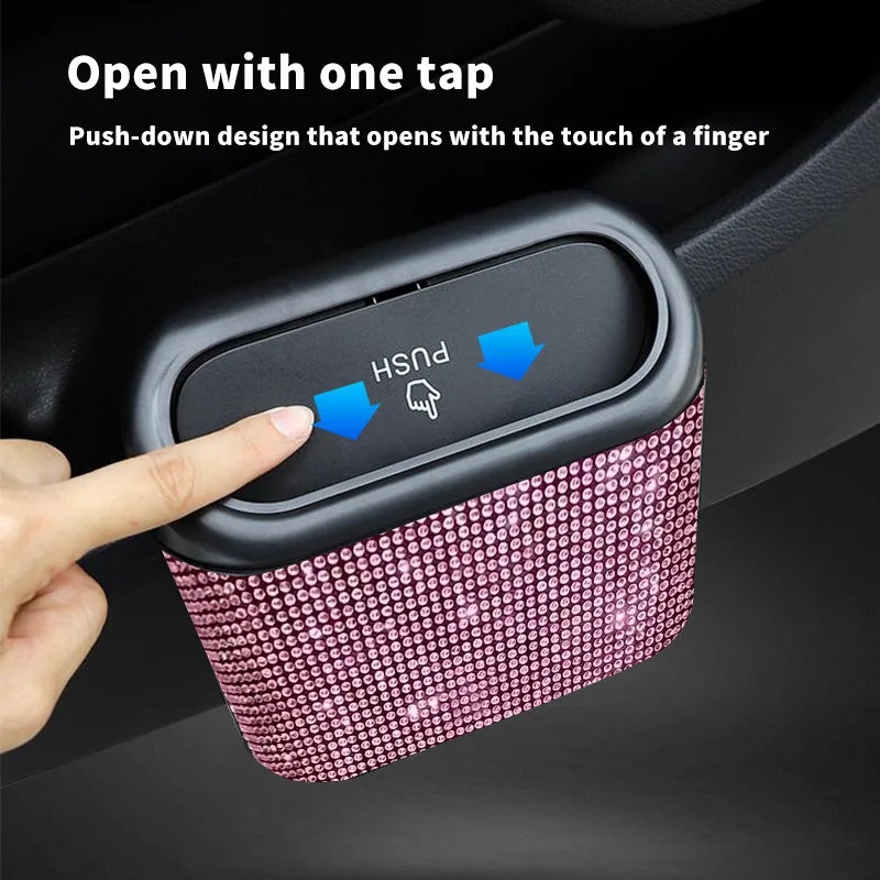 Car Door Trash Bin – Compact Plastic Garbage Can with Umbrella Storage, Seat Back Organizer - Delicate Leather