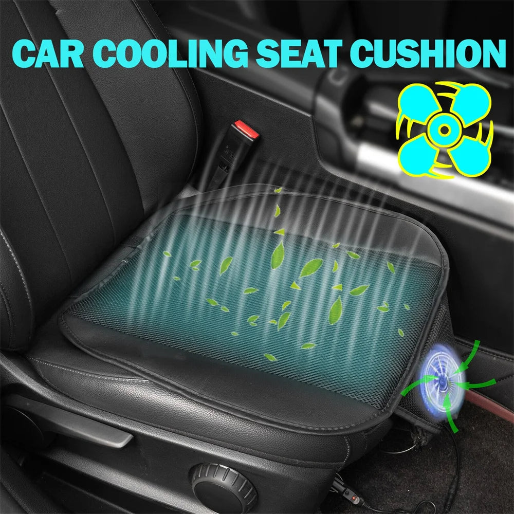 Summer Cool Blowing Ventilation Car Seat Air Cooling Cushion: Auto Seat Cooling Pad with Cigarette Lighter Controller for Enhanced Comfort During Hot Weather - Delicate Leather