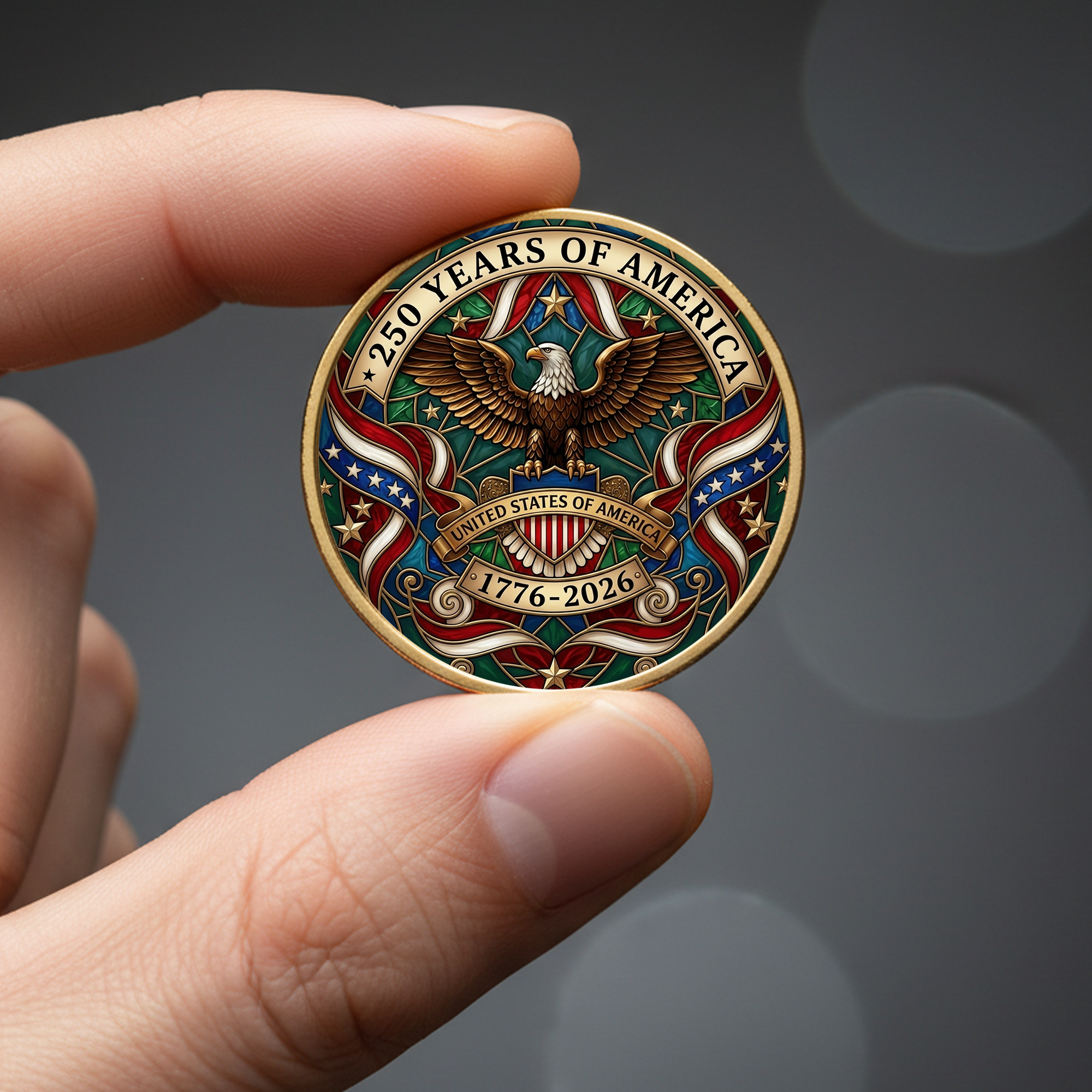 250th Anniversary of America 1776–2026 Commemorative Coin – Patriotic Souvenir Token 07 - Delicate Leather