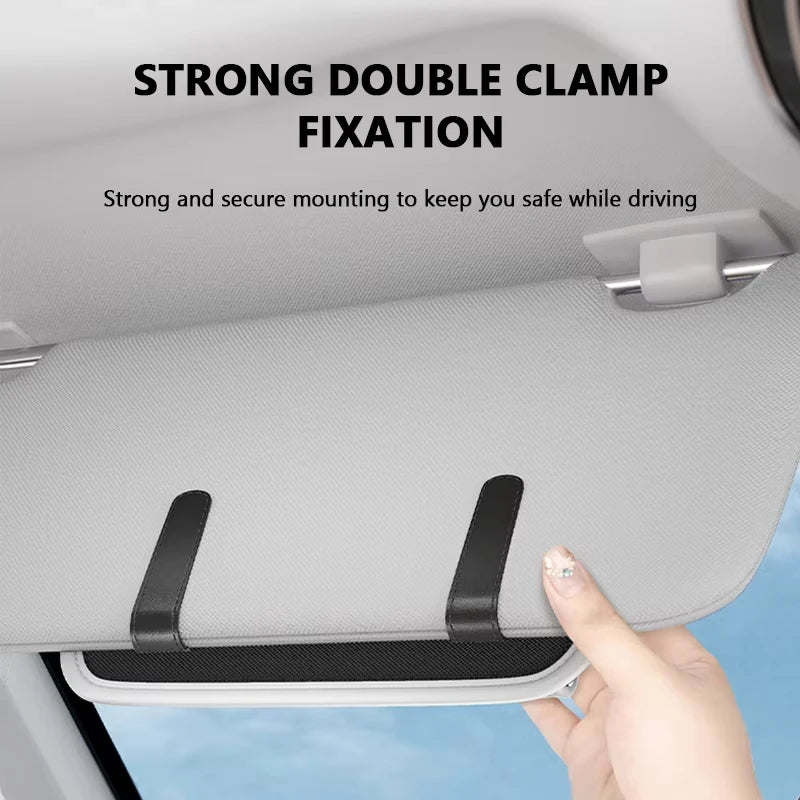 PU Leather Car Sunglasses Holder – Portable Sun Visor Eyeglass Case, Universal Fit - Delicate Leather
