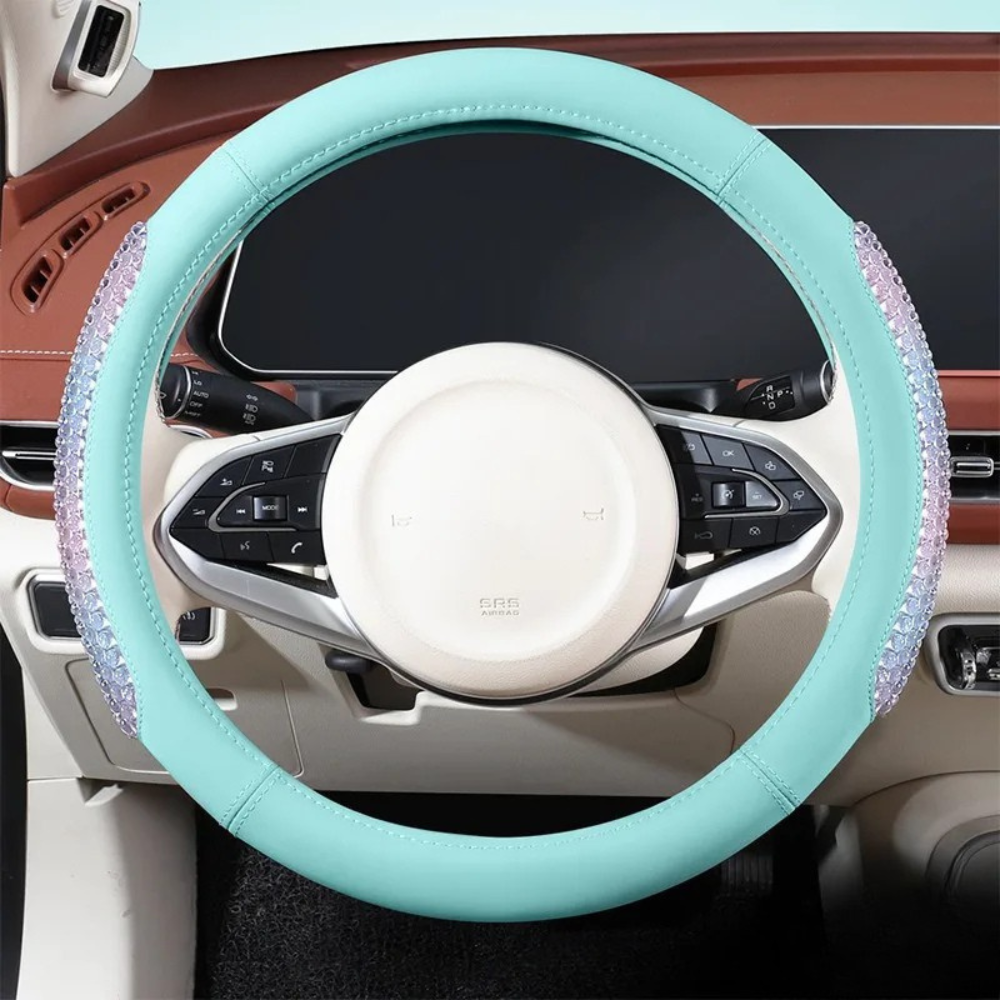 Jelly Leather Steering Wheel Cover – Colorful Universal Fit 14.5-15 Inch, Breathable & Wear-Resistant Protective Car Handle Cover - Delicate Leather