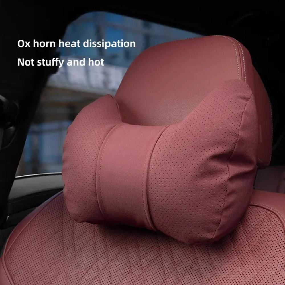Car Seat Headrest and Lumbar Support Cushion for Car - Delicate Leather