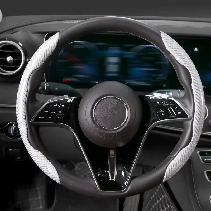 2/3PCS Carbon Fiber Style Steering Wheel Grip Covers – Anti-Slip Universal Set