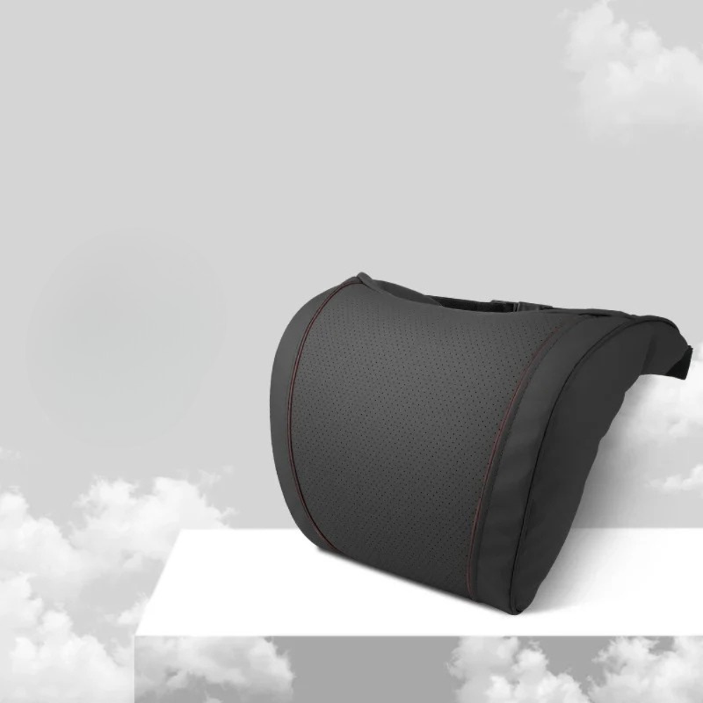 Car Headrest Neck & Waist Pillow – Nappa Leather Seat Support for Auto Comfort - Delicate Leather