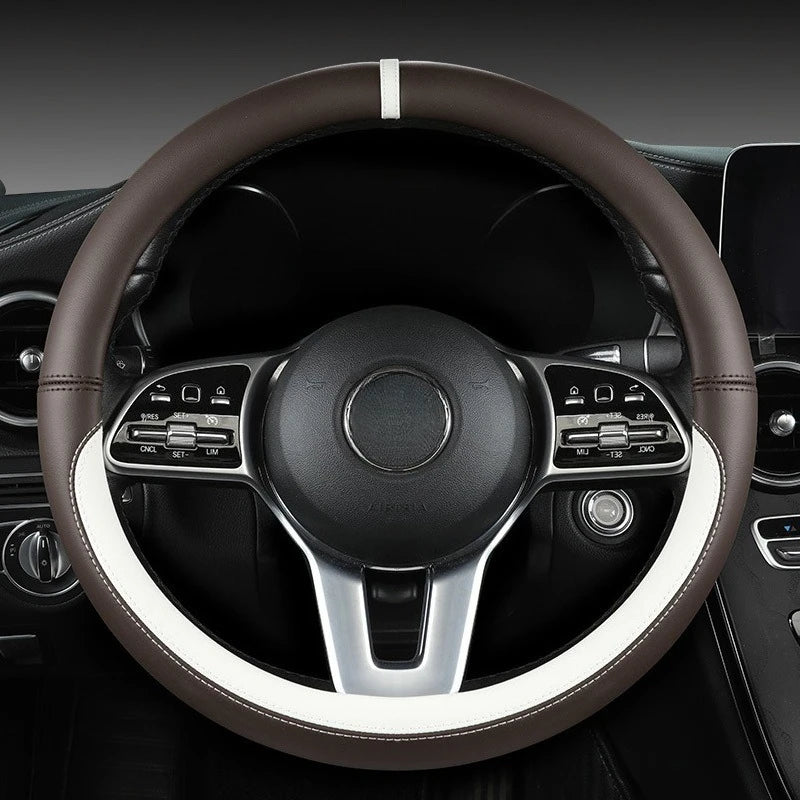 Nappa Leather Steering Wheel Cover – Breathable All-Season Universal Grip - Delicate Leather