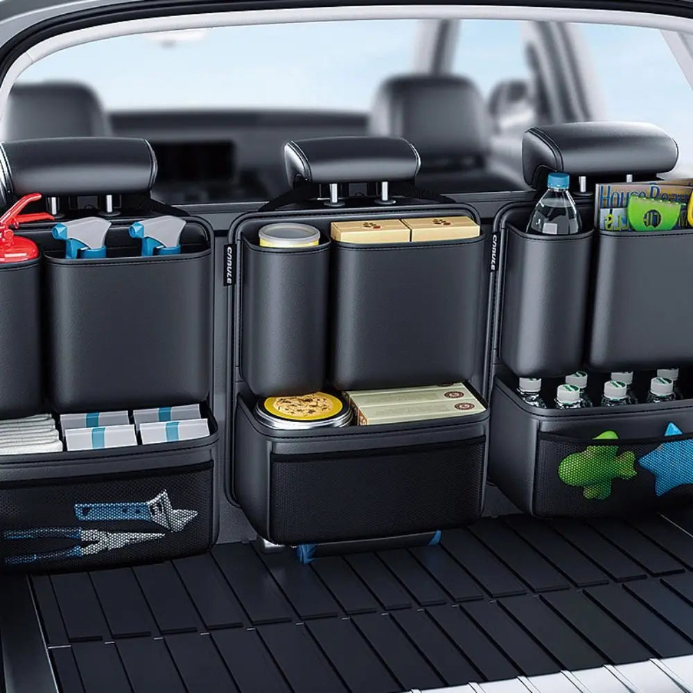 Detachable Car Trunk Organizer / Seat Back Storage Box – Leather Hanging Car Storage Pocket, Universal Fit - Delicate Leather