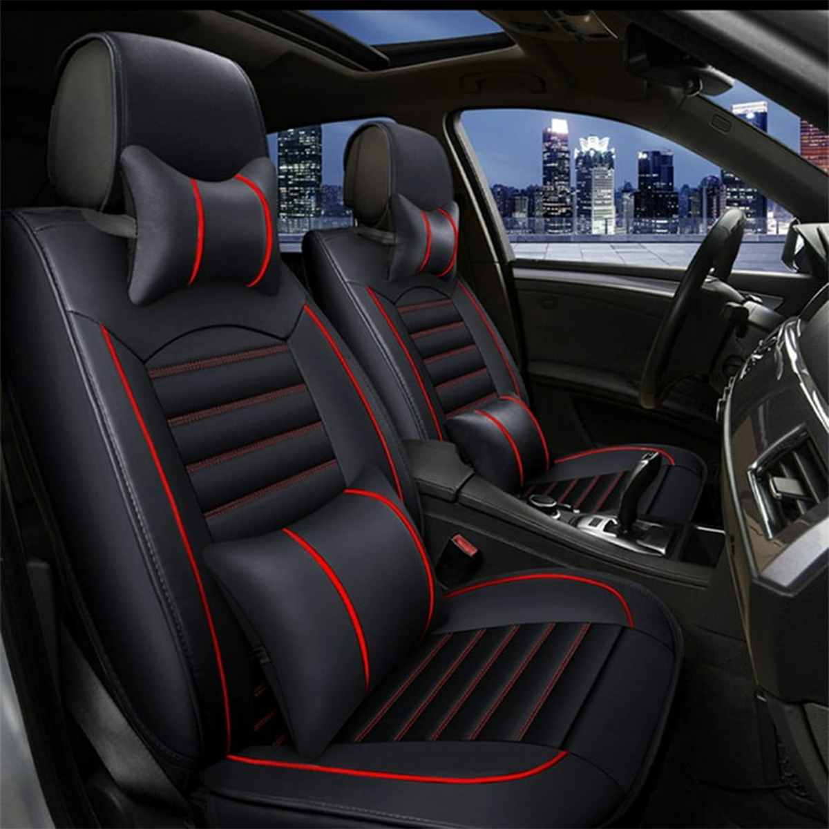 Full Set Car Seat Covers – Leather Front Split and Rear Bench Cushion for Complete Interior Protection 03 - Delicate Leather
