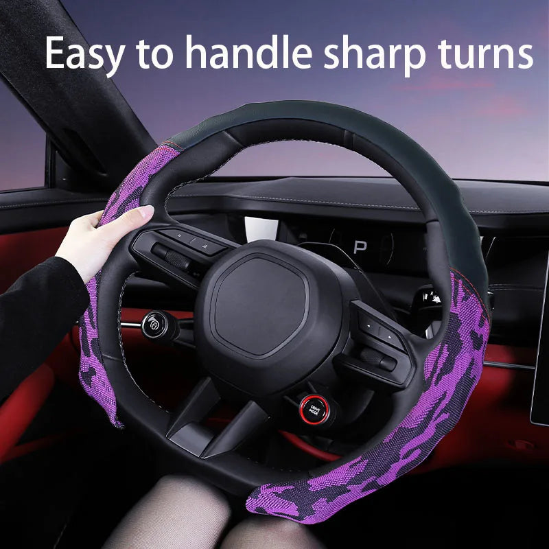 5D Camouflage Steering Wheel Cover – Breathable Ultra-Thin Anti-Slip Grip - Delicate Leather