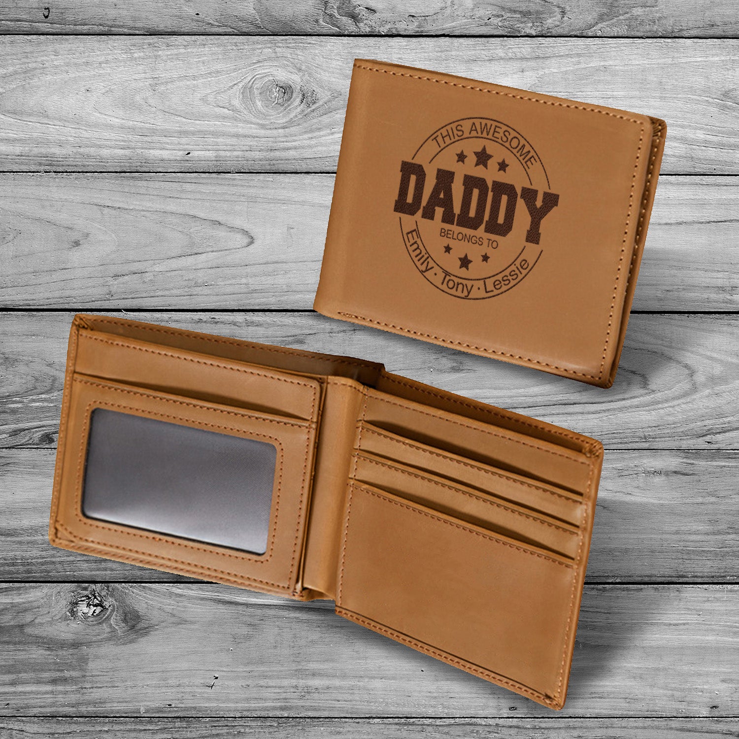 Personalized Wallet Men, Leather Wallet For Men, Custom  Engraved Wallet, Personalized Gifts For Him, Fathers Day Gifts, Husband, Boyfriend, Dad - Delicate Leather