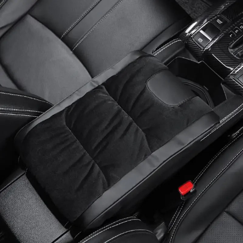 Car Armrest Heightening Cushion – Flannel Center Console Booster Pad - Delicate Leather