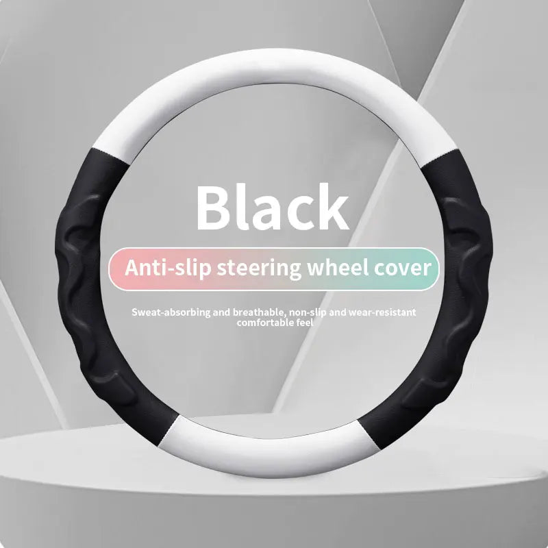 Carbon Fiber Leather Steering Wheel Cover – Non-Slip, Universal 38cm, Breathable, Luxury Car Interior Accessory - Delicate Leather