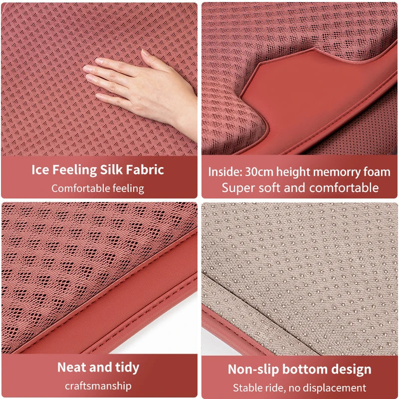 Ice Silk Car Seat Cushion for Porsche Cayenne Macan - Summer Breathable Seat Cover - Auto Memory Foam Seat Protector Accessories - Delicate Leather