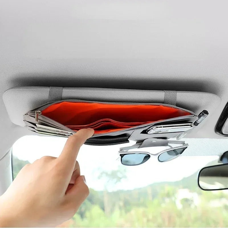 Car Sun Visor Organizer - Multi-Pocket Auto Interior Accessories Pocket Organizer - Delicate Leather