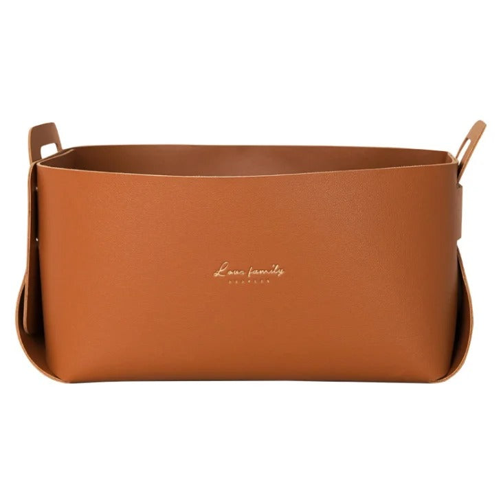 Leather Desktop Large Storage Box Living Room Bedroom Sundries Key Plate Decoration Dice Tray Coins PU Folding Storage - Delicate Leather