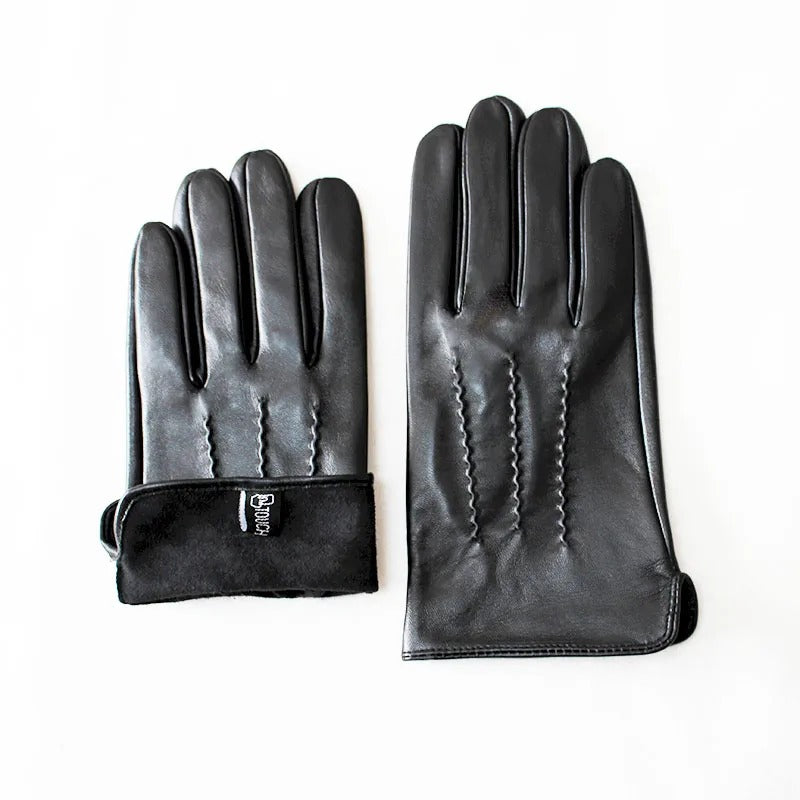 Single Leather Unlined Touch Screen Sheepskin Gloves for Men - Delicate Leather