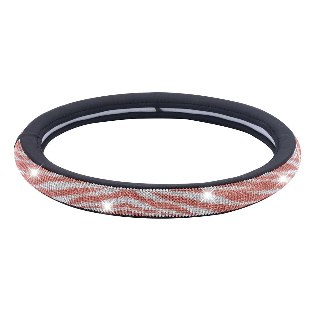 Luxury 3D Square Diamond Steering Wheel Cover – Ultra Bling Crystal PU Leather Fit for 37.5–38cm - Delicate Leather