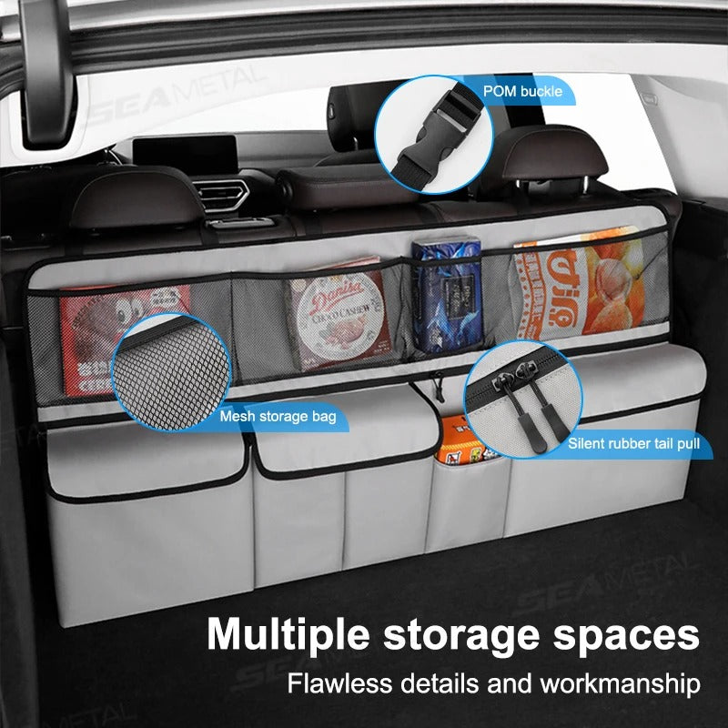 Car Trunk Storage Hanging Bag – Universal Foldable Organizer - Delicate Leather