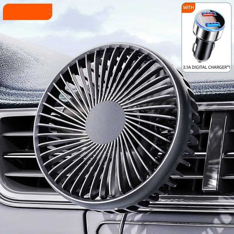 12–24V Mini Car Air Outlet Fan with LED Lighting – USB Powered, 360° Rotating, 3-Speed Cooling Fan for Car, Office & Home Use - Delicate Leather
